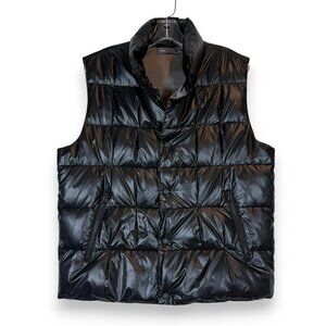 Vince Black Gray Quilted Puffer Vest Pockets Medium